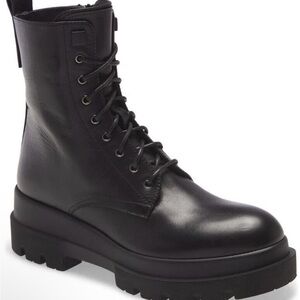 New! La Canadienne Brendan Leather Combat Booties Black Size 38.5 EU 8 US